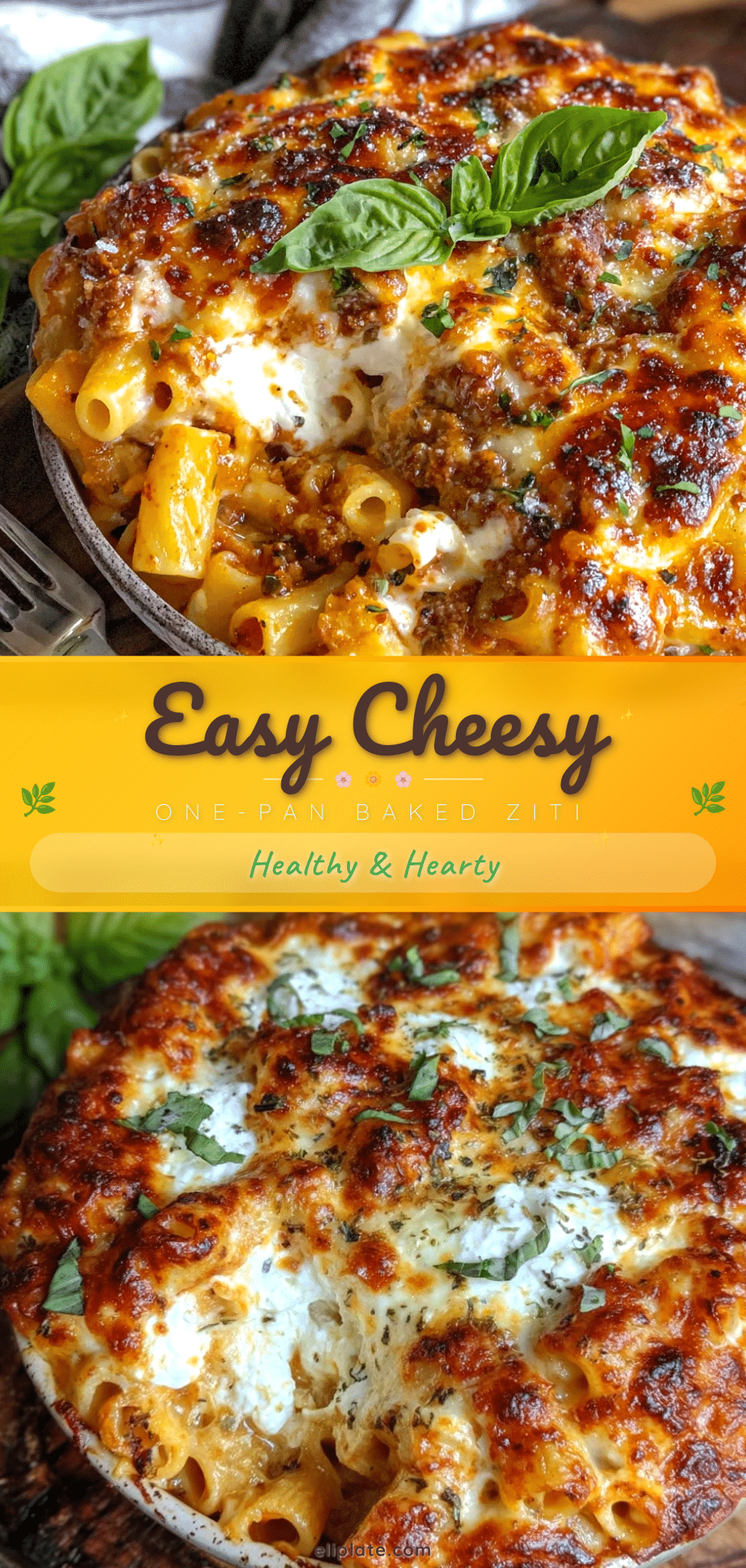 easy cheesy one-pan baked ziti recipe