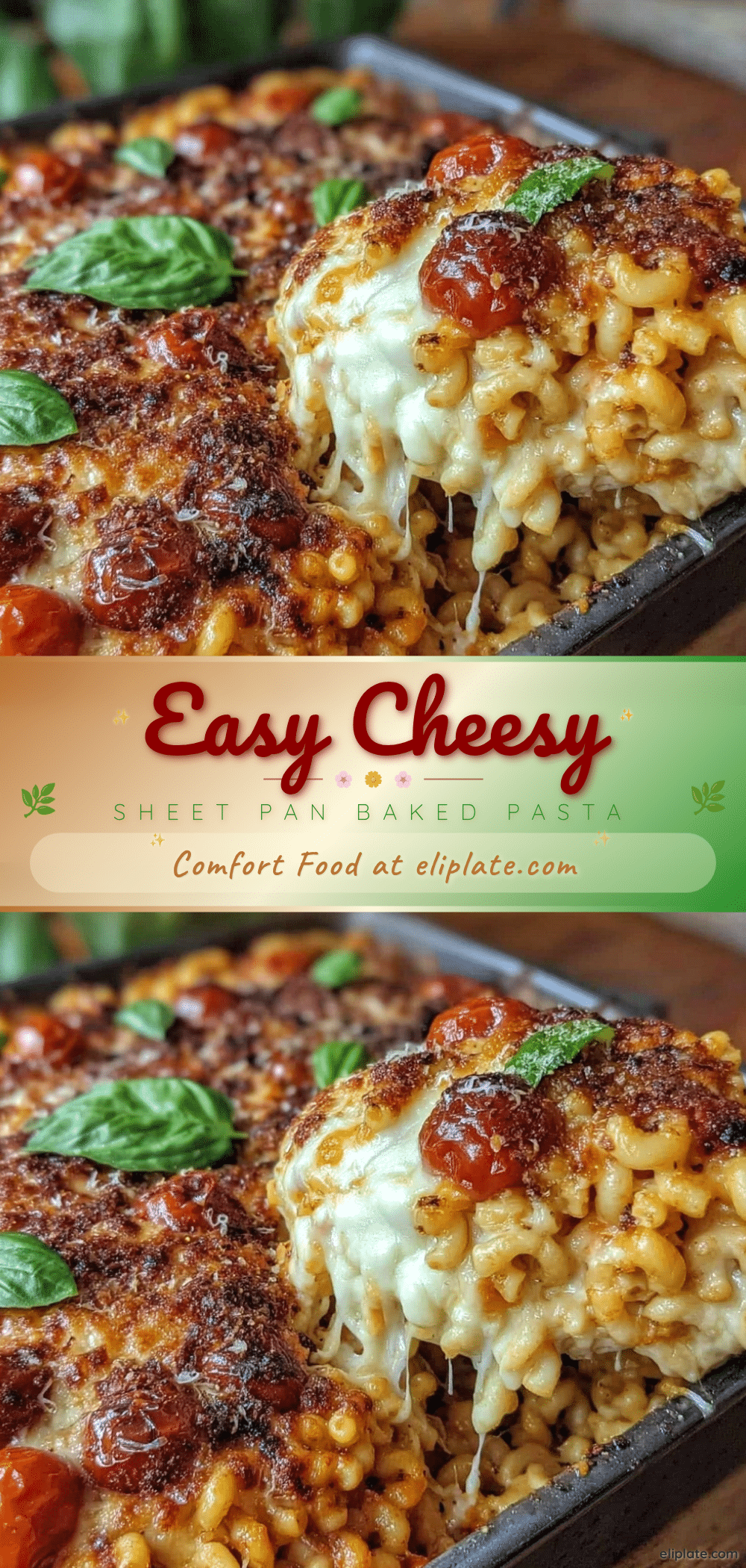 Easy Cheesy Sheet Pan Baked Pasta recipe