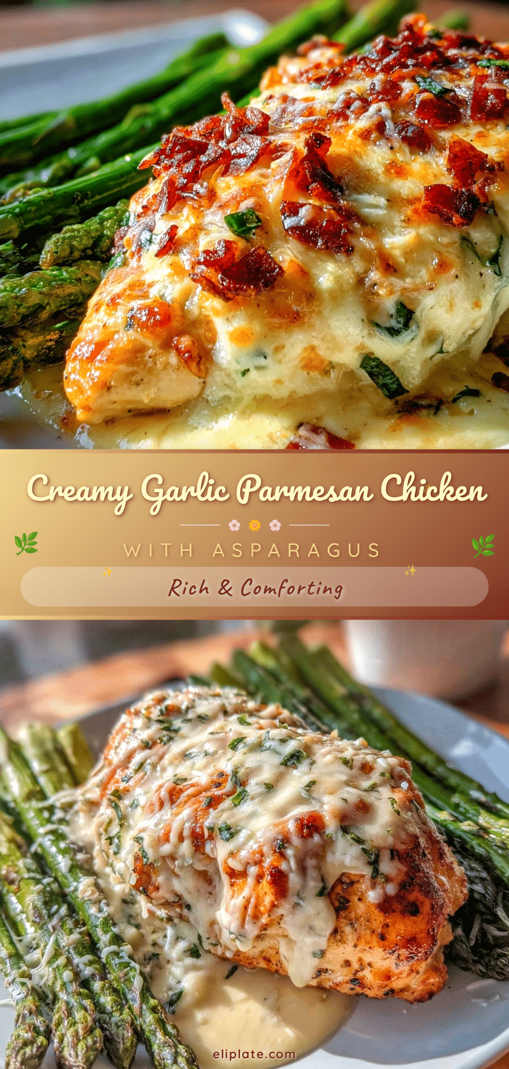 creamy garlic parmesan chicken breast with asparagus recipe
