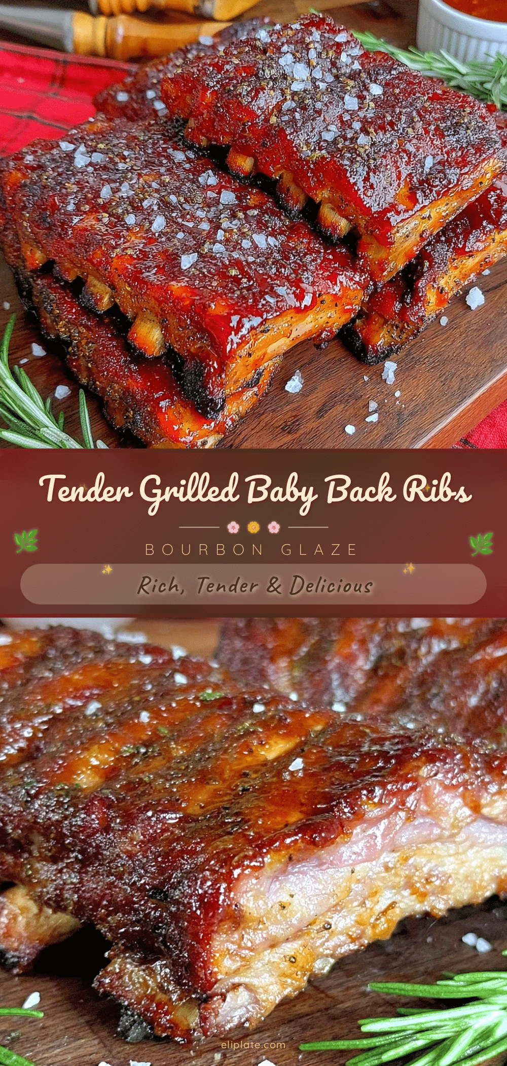grilled baby back ribs bourbon BBQ glaze recipe