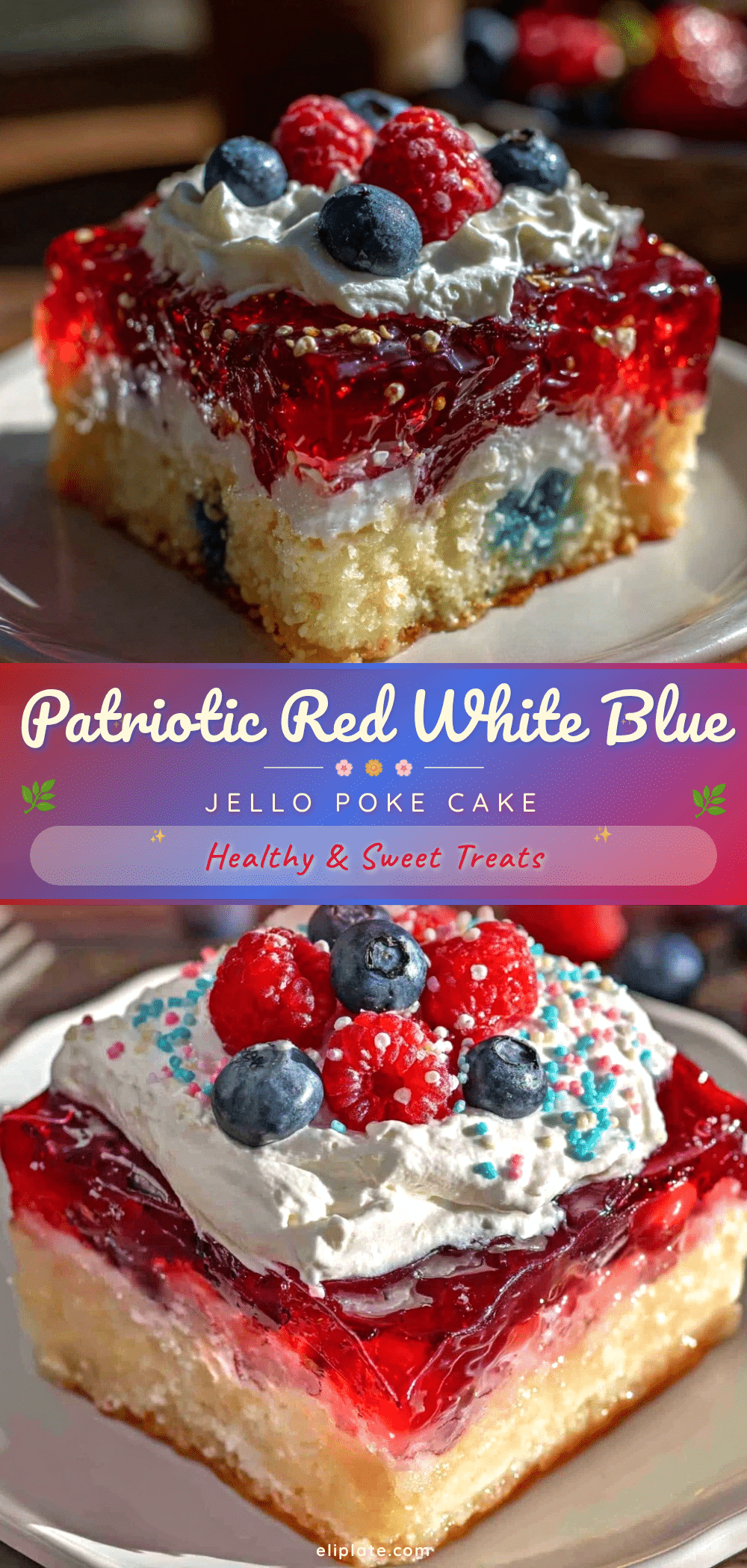 patriotic layered red white and blue jello poke cake recipe