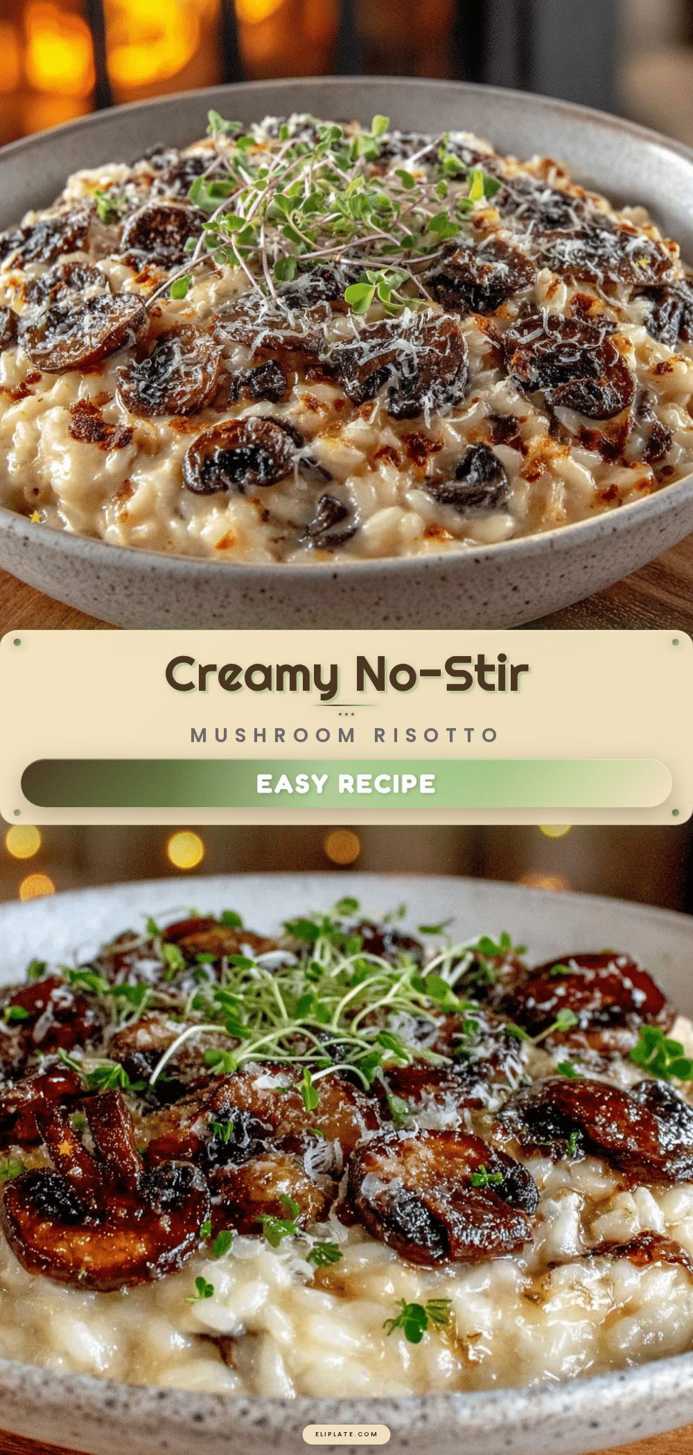 creamy no-stir mushroom risotto recipe
