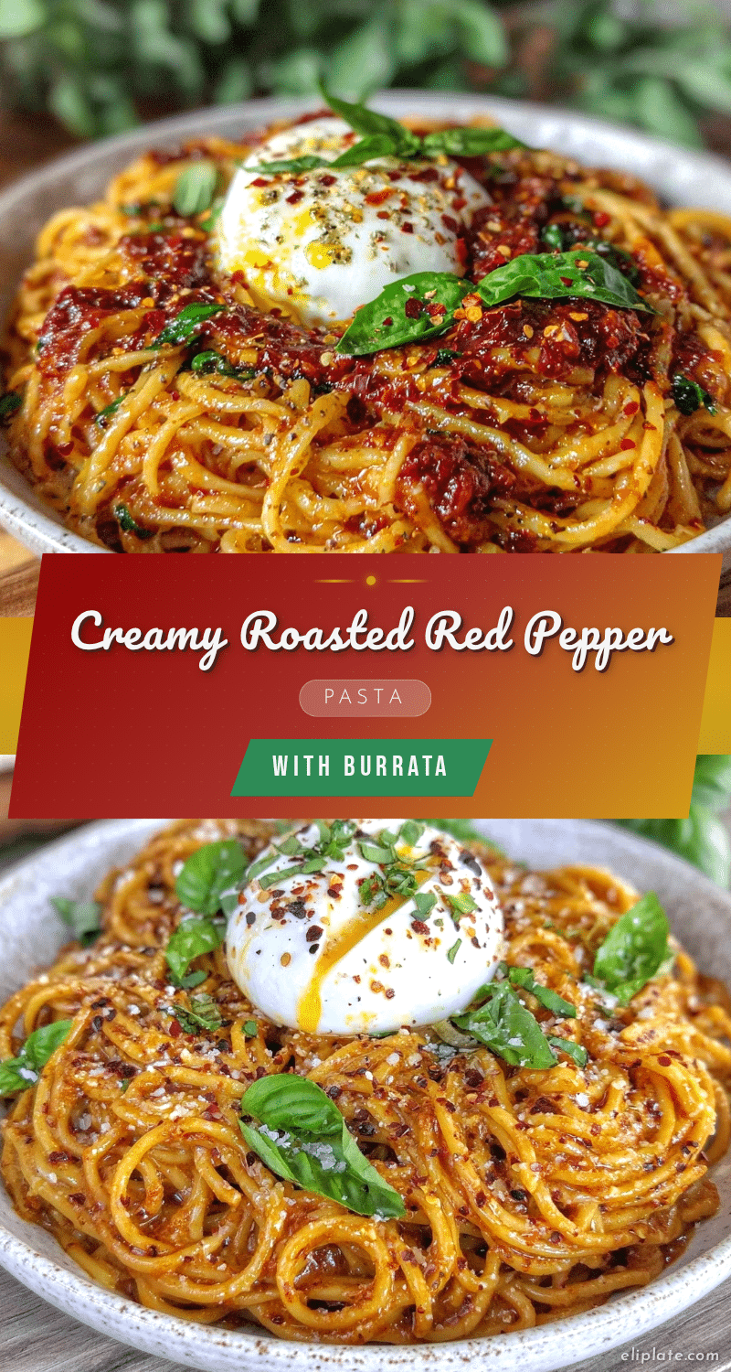 creamy roasted red pepper pasta with burrata recipe