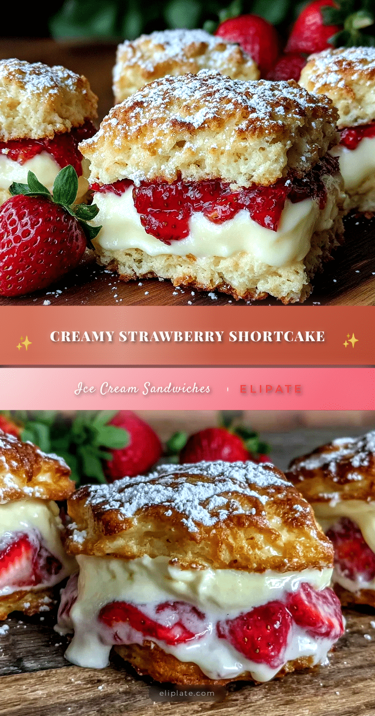 Creamy Strawberry Shortcake Ice Cream Sandwiches recipe