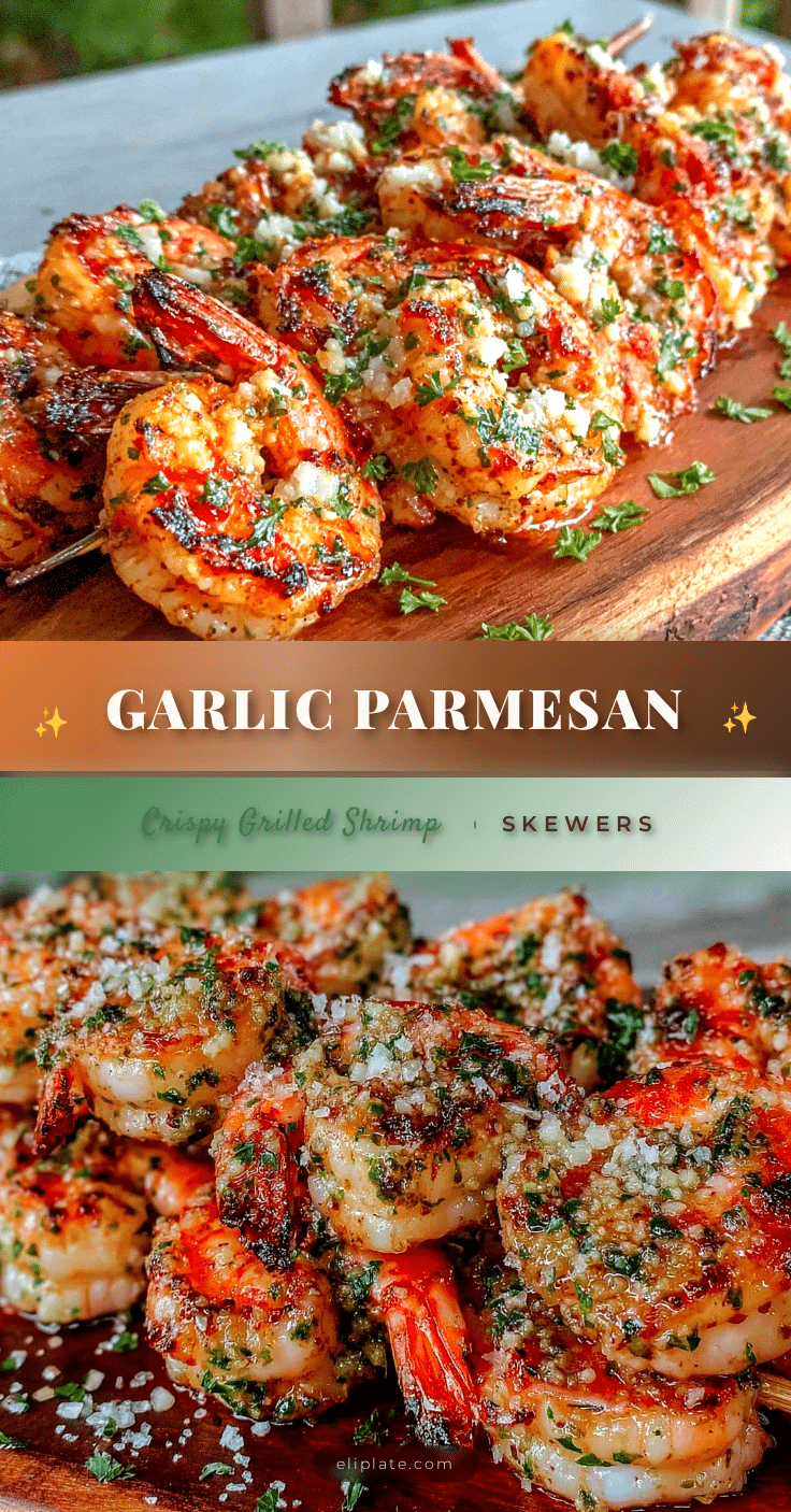 crispy garlic parmesan grilled shrimp skewers recipe