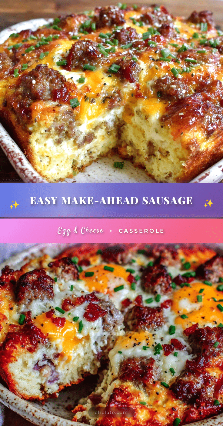 easy make-ahead sausage egg and cheese breakfast casserole recipe