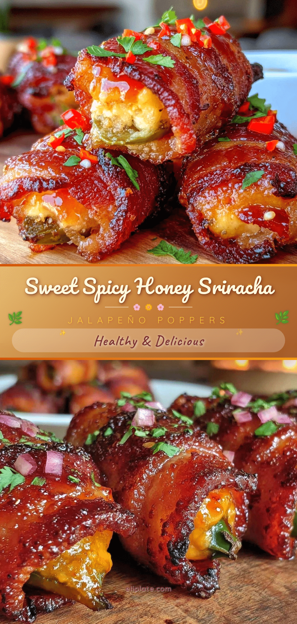 honey sriracha glazed bacon-wrapped jalapeño poppers recipe