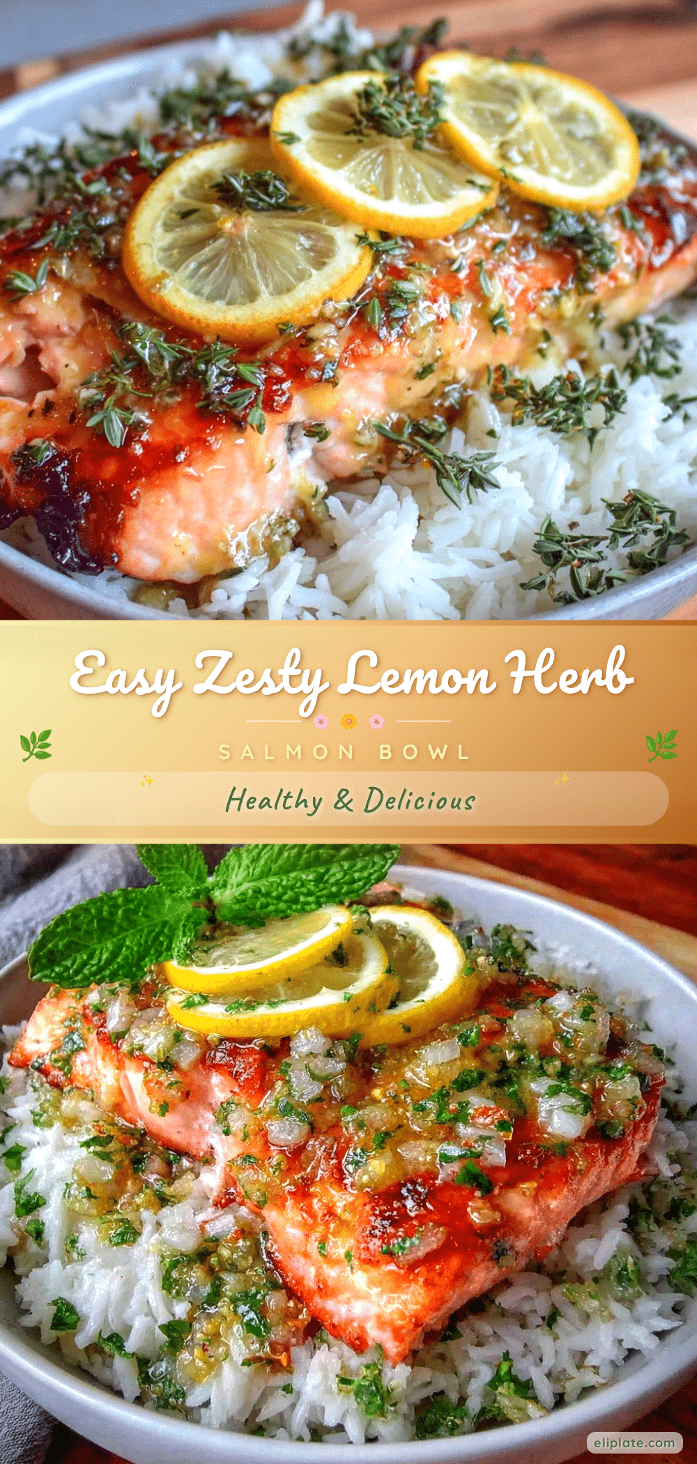 baked lemon herb salmon rice bowl recipe