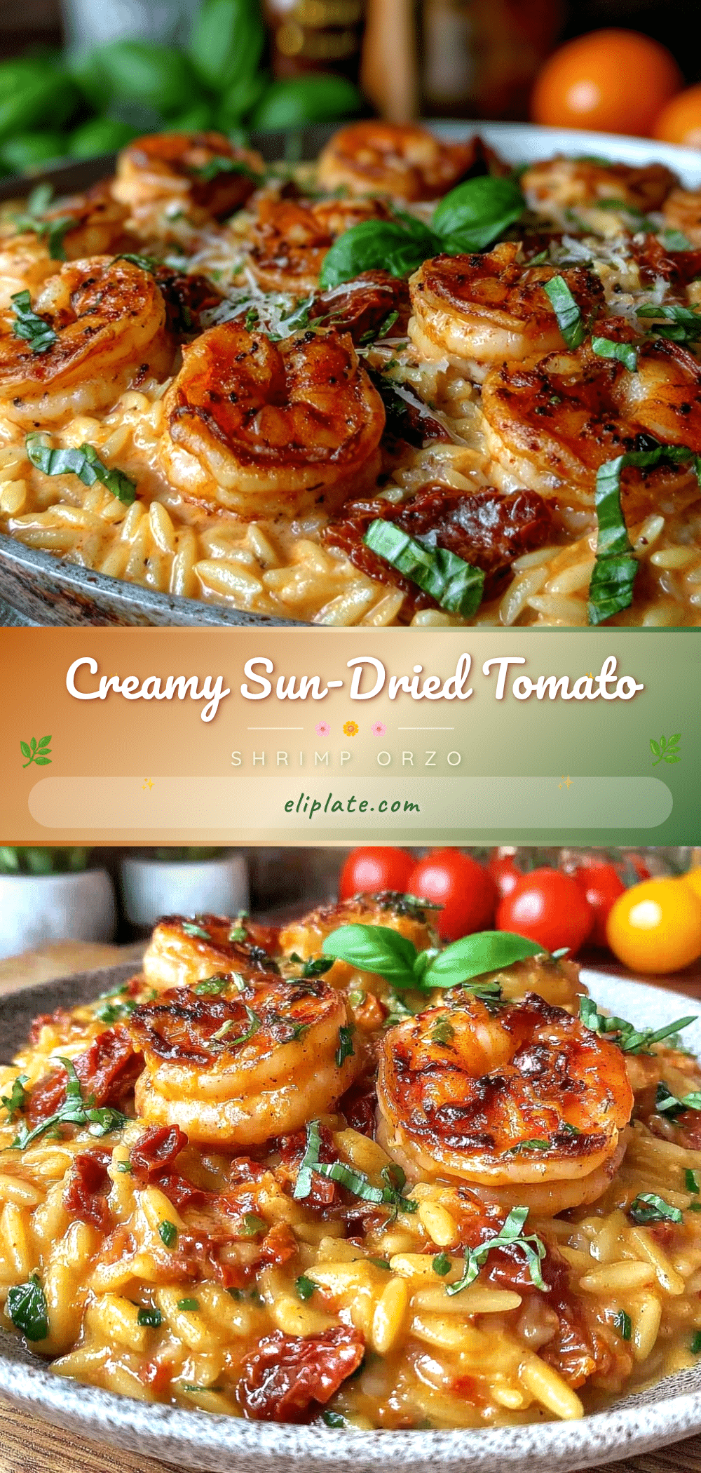 creamy one-pan sun-dried tomato orzo with shrimp recipe