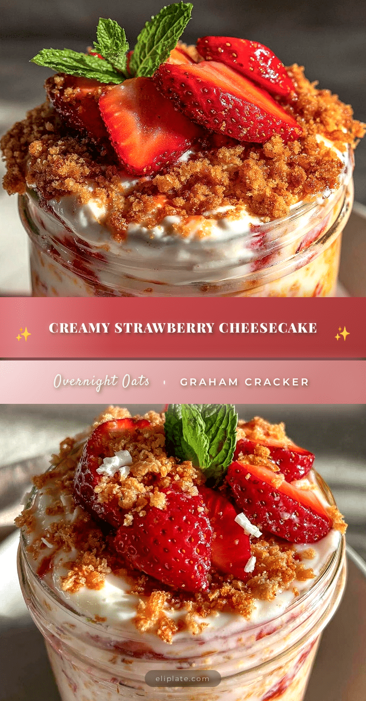 creamy strawberry cheesecake overnight oats recipe