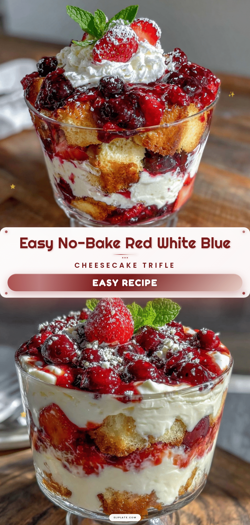 easy no bake red white and blue cheesecake trifle recipe