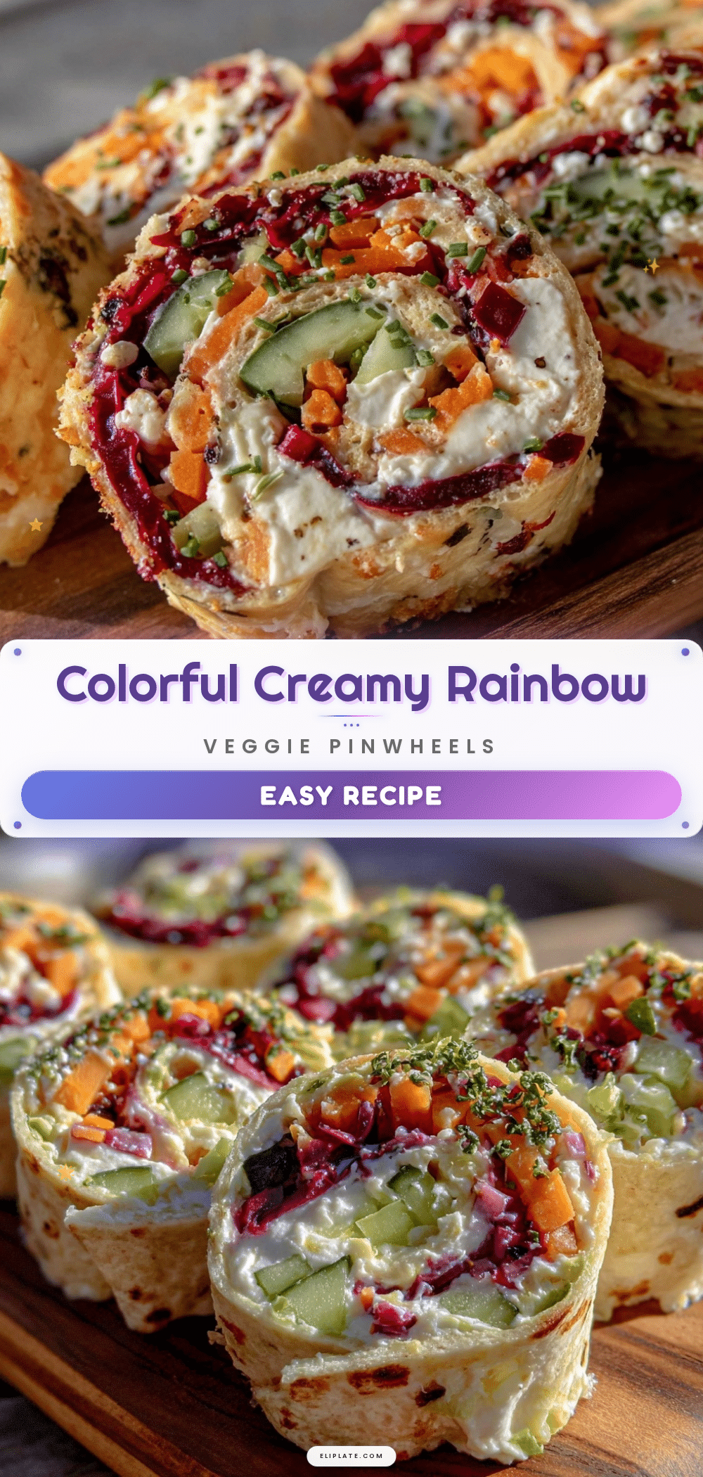fresh rainbow veggie pinwheels recipe