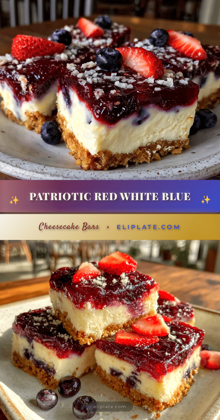 red white and blue layered cheesecake bars recipe