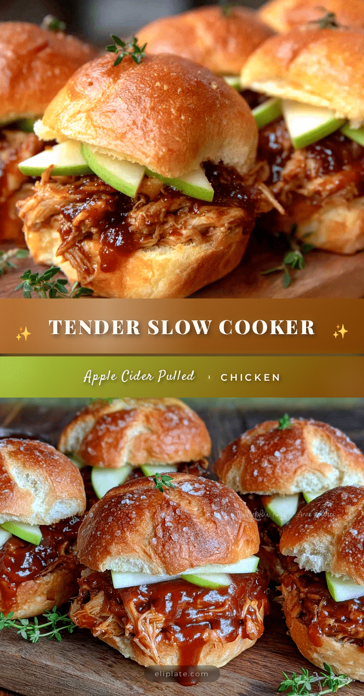 slow cooker apple cider pulled chicken sandwiches recipe