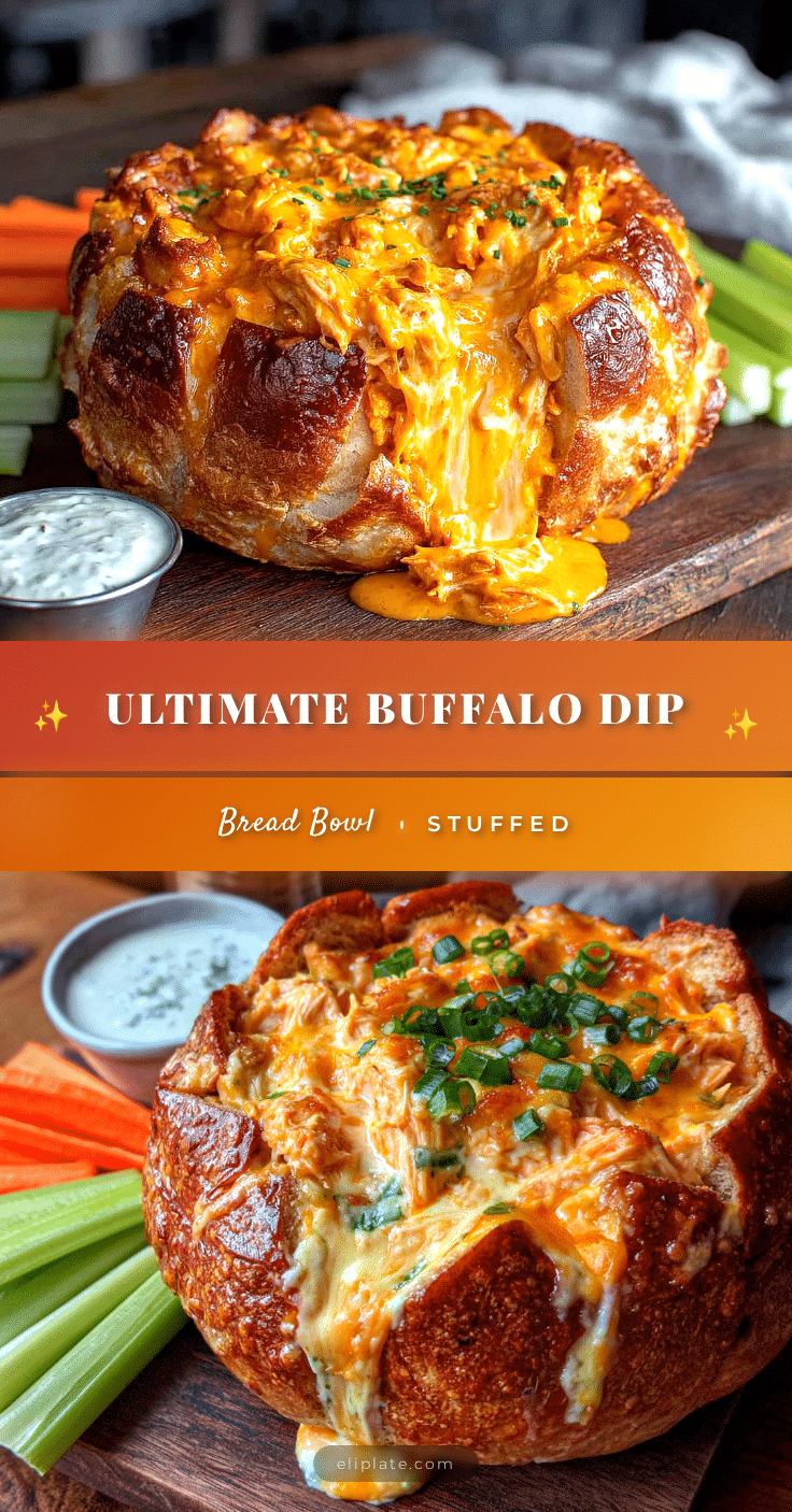 buffalo chicken dip stuffed bread bowl recipe