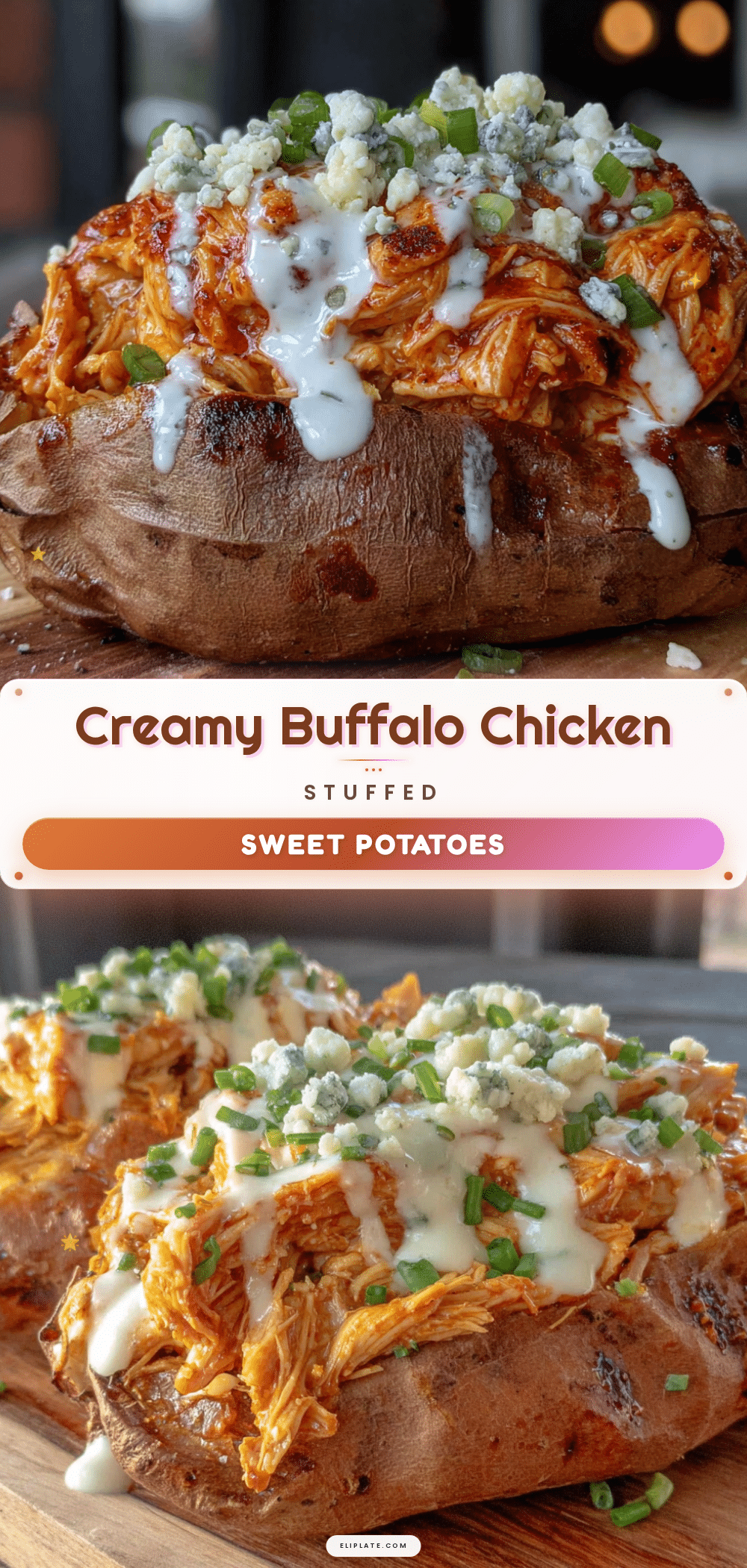 buffalo chicken stuffed sweet potatoes recipe