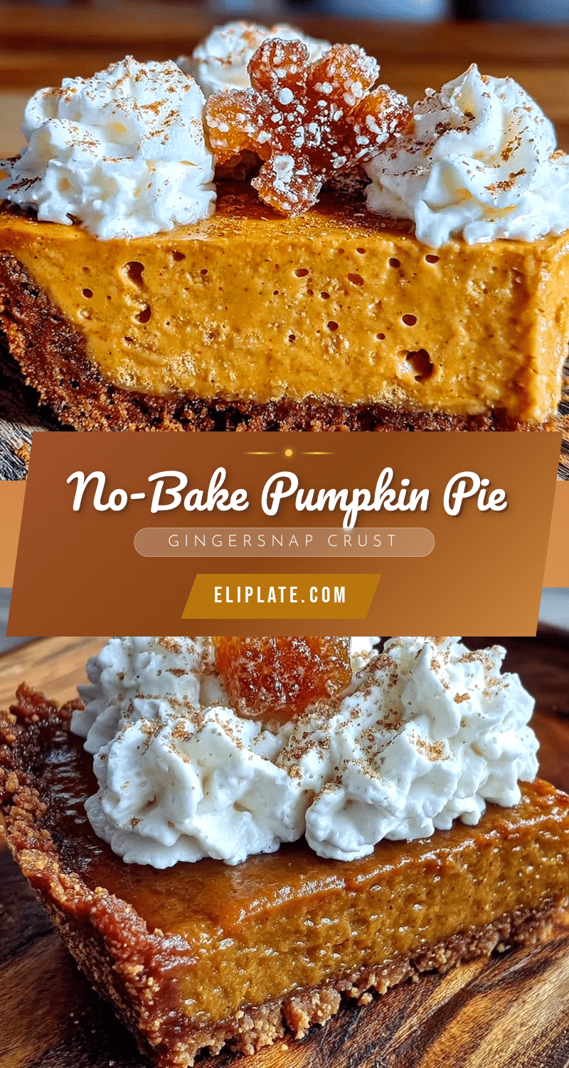 Easy No-Bake Pumpkin Pie with Gingersnap Crust recipe