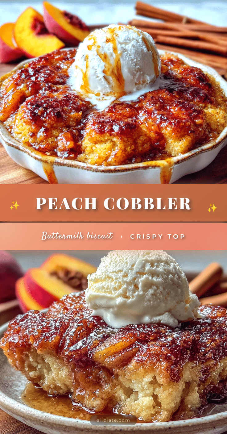homemade peach cobbler with buttermilk biscuit top recipe