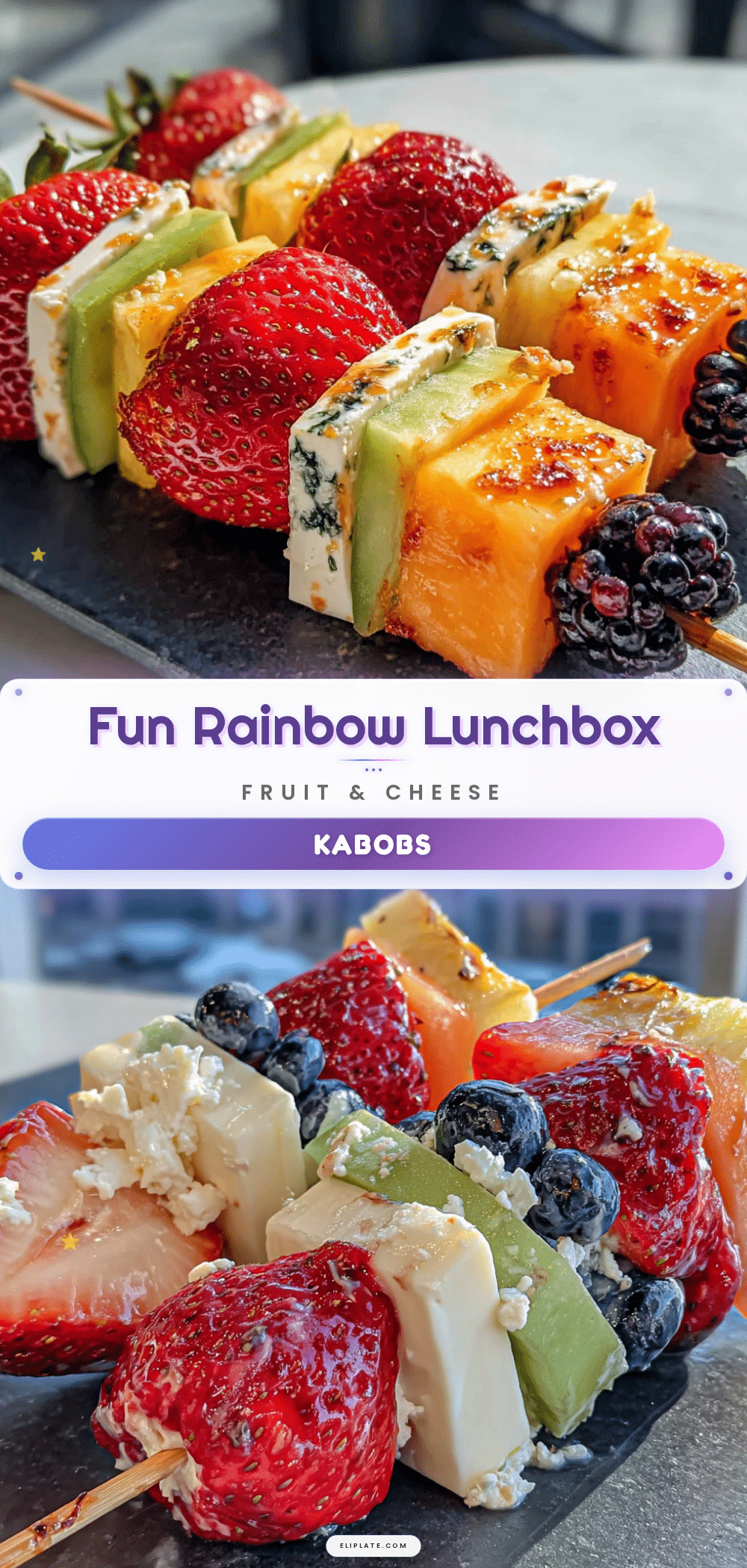 rainbow fruit and cheese kabobs recipe