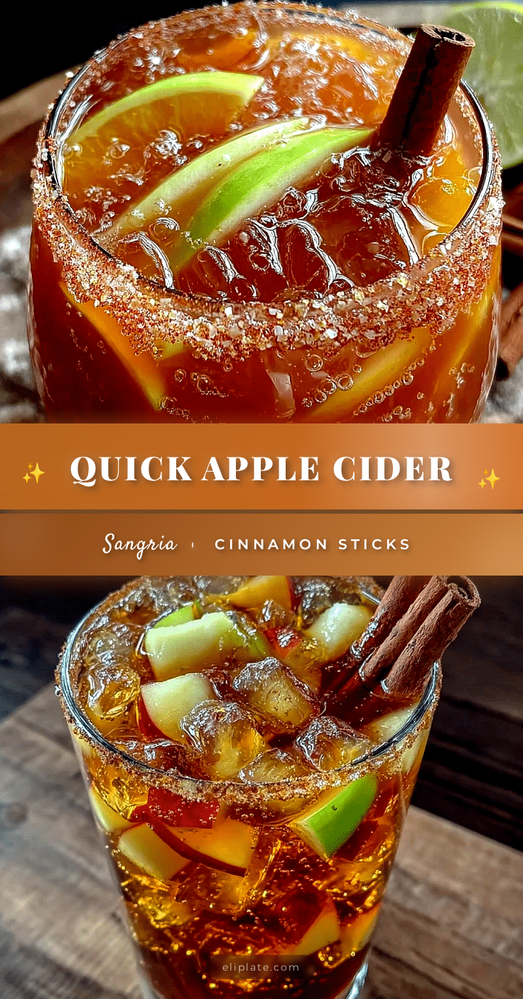 Easy Homemade Apple Cider Sangria with Cinnamon Sticks recipe