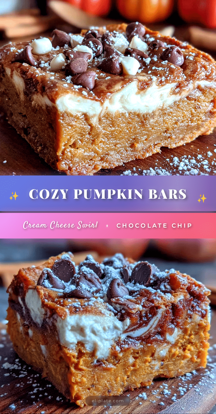 pumpkin chocolate chip bars with cream cheese swirl recipe